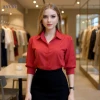 Áo sơ mi nữ tay lỡ dài nẹp đôi giấu nút - Form rộng công sở, lịch sự Hàn Quốc, 119k 4