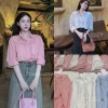 Áo sơ mi thô trơn Hàn form rộng 2 túi pastel đuôi tôm oversize dài tay dày dặn ulzzang HQ 6.006 295.000