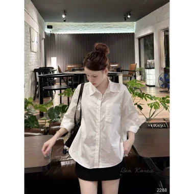 Áo sơ mi trắng trơn tay dài 1 túi chất thô mềm Qcl1 giá giảm ưu đãi 4