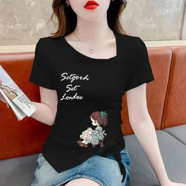 Áo Thun 100% Cotton Nữ Tay Ngắn Phong Cách Châu Âu Mùa Hè - Giá 206.126 VND