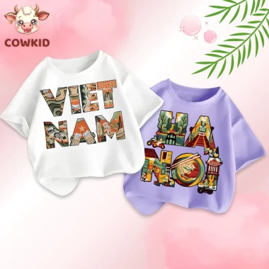 Áo Thun Cho Bé In Hình Việt Nam Hà Nội - Giảm 40920 còn 33000đ, Cotton Thoáng Khí Cho Bé Gái Bé Trai 4