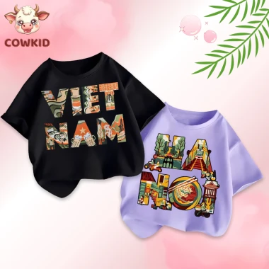 Áo Thun Cho Bé In Hình Việt Nam Hà Nội - Giảm 40920 còn 33000đ, Cotton Thoáng Khí Cho Bé Gái Bé Trai 19