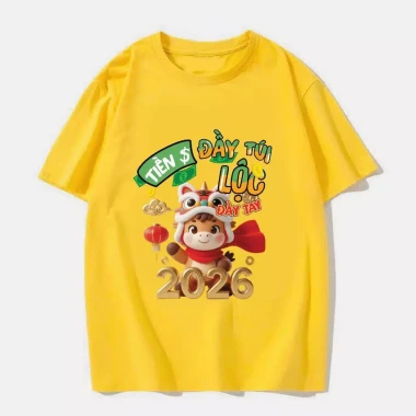 Áo Thun Cotton Lạnh 4 Chiều Con Xinh Hình In Tết 2026 Cho Bé Trai 13-50kg Giá Cực Sốc Chỉ 49500đ 5
