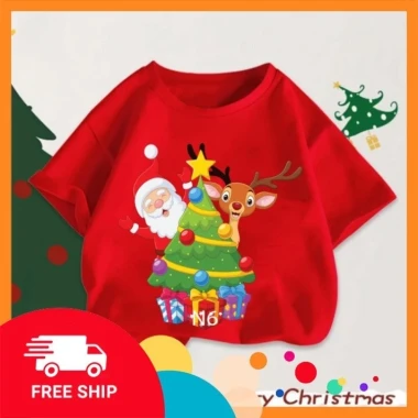 Áo Thun Noel Cho Bé và Gia Đình - Giảm 21% - COD HCM - Áo Thun Đỏ In Hình Noel Giá 49500đ 9