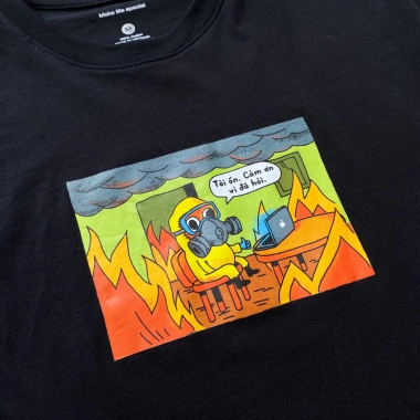 Áo Thun Oversize Meme OK IM FINE Vỡ Vân Premium Cotton 4 Chiều Giá 250k Nam Nữ