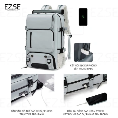 Balo du lịch chống nước EAZY BLA27 ngăn giày, size lớn, nam-nữ, phù hợp đi học