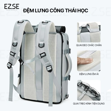 Balo du lịch chống nước EAZY BLA27 ngăn giày, size lớn, nam-nữ, phù hợp đi học