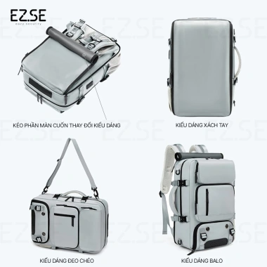 Balo du lịch chống nước EAZY BLA27 ngăn giày, size lớn, nam-nữ, phù hợp đi học