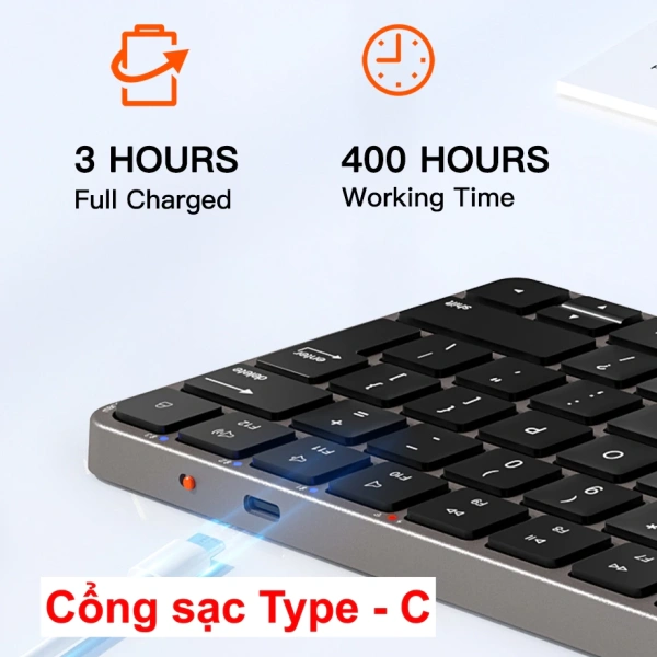 Hình ảnh sản phẩm Bàn phím không dây Meetion iKey K210 2 mode Bluetooth 2.4G, không ồn, pin sạc Type-C, giá 519.000₫
