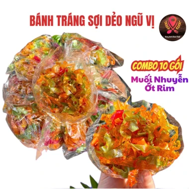 Bánh Tráng Phơi Sương Ngũ Sắc Dẻo - Combo 10 Gói + Muối Bò Ớt Rim - Giảm 15% Còn 55K 2 Bánh Tráng Phơi Sương Ngũ Sắc Dẻo - Combo 10 Gói + Muối Bò Ớt Rim - Giảm 15% Còn 55K 2