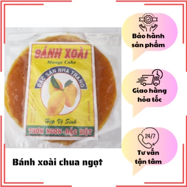 Bánh Xoài Nha Trang Nguyên Chất 200g - Vị Chua Ngọt Tự Nhiên, Không Pha Bột, Mạch Nha, Giá 26k/gói 3