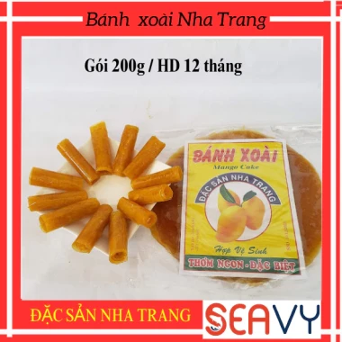 Bánh Xoài Nha Trang Nguyên Chất 200g - Vị Chua Ngọt Tự Nhiên, Không Pha Bột, Mạch Nha, Giá 26k/gói 10