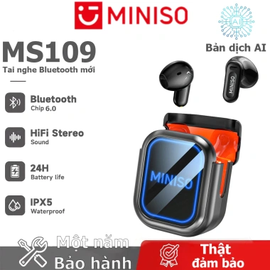 Bảo hành 1 năm Tai nghe dịch thuật ngôn ngữ MINISO MS109 Tai nghe Bluetooth không dây AI Hỗ trợ tai nghe thể thao 135 ngôn ngữ Dịch ngôn ngữ thời gian thực IPX5 Giảm tiếng ồn chống nước