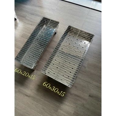 Bếp nướng than hoa [inox] , bếp nướng BBQ , bếp nướng mang đi du lịch [ bán rời vỉ] có chân 3
