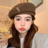 Beret nữ len thêu chữ trơn, xu hướng thu đông, du lịch, giá chỉ 82305đ 17