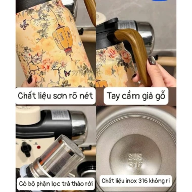 Bình Ấm Pha Trà Giữ Nhiệt 1500ml Họa Tiết Vintage Sang Trọng - Giảm Giá 194999đ 7 Bình Ấm Pha Trà Giữ Nhiệt 1500ml Họa Tiết Vintage Sang Trọng - Giảm Giá 194999đ 7