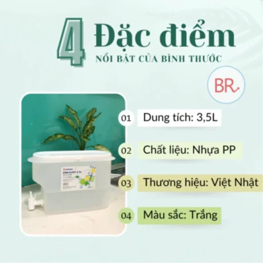 Bình đựng nước có vòi 3.5 lít an toàn, chịu nhiệt tốt giá rẻ chỉ 39000đ 6