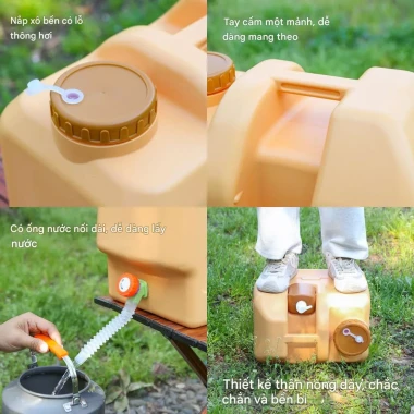 Bình đựng nước di động ngoài trời có chai đựng nước rửa tay, can đựng nước thích hợp dã ngoại phượt