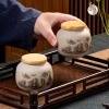 Bình đựng trà gốm mộc chữ tĩnh nắp tre - bảo quản chè khô sang trọng kèm hộp quà 4