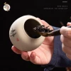 Bình đựng trà gốm mộc chữ tĩnh nắp tre - bảo quản chè khô sang trọng kèm hộp quà 6