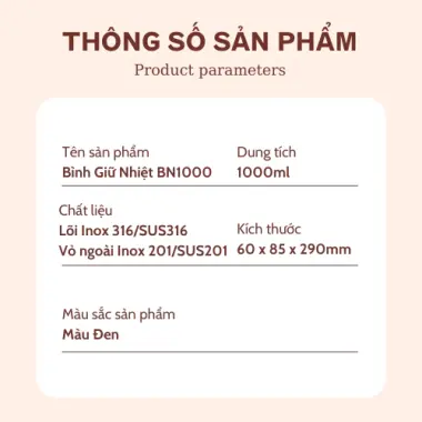 Bình giữ nhiệt BN1000 1000ml SUS316 quai xách tiện lợi - Khắc tên miễn phí chỉ 185k 6