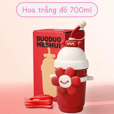 Bình Giữ Nhiệt Bông Hoa Cute 700ML Inox Cao Cấp 316 Có Ống Hút, Có Dây Đeo Tặng Sticker+ Cọ Vệ Sinh Ống Tiện House 11 Bình Giữ Nhiệt Bông Hoa Cute 700ML Inox Cao Cấp 316 Có Ống Hút, Có Dây Đeo Tặng Sticker+ Cọ Vệ Sinh Ống Tiện House 11