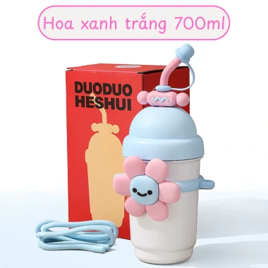 Bình Giữ Nhiệt Bông Hoa Cute 700ML Inox Cao Cấp 316 Có Ống Hút, Có Dây Đeo Tặng Sticker+ Cọ Vệ Sinh Ống Tiện House 13 Bình Giữ Nhiệt Bông Hoa Cute 700ML Inox Cao Cấp 316 Có Ống Hút, Có Dây Đeo Tặng Sticker+ Cọ Vệ Sinh Ống Tiện House 13