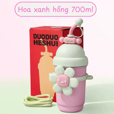 Bình Giữ Nhiệt Bông Hoa Cute 700ML Inox Cao Cấp 316 Có Ống Hút, Có Dây Đeo Tặng Sticker+ Cọ Vệ Sinh Ống Tiện House 14 Bình Giữ Nhiệt Bông Hoa Cute 700ML Inox Cao Cấp 316 Có Ống Hút, Có Dây Đeo Tặng Sticker+ Cọ Vệ Sinh Ống Tiện House 14