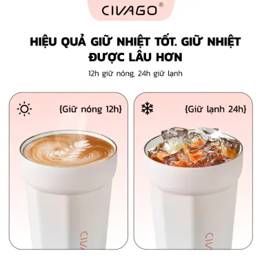 Bình Giữ Nhiệt CIVAGO 400ml Lót Gốm - Giảm 61k - Cốc Cafe Giữ Nhiệt Mini Giá Rẻ 219k 3
