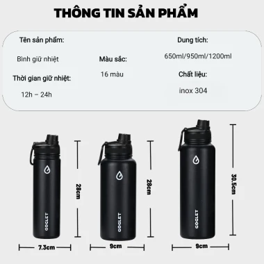 Bình giữ nhiệt GOGLET thể thao - Giữ lạnh lâu, đa kích thước, màu thời trang, giá chỉ 172800đ 3
