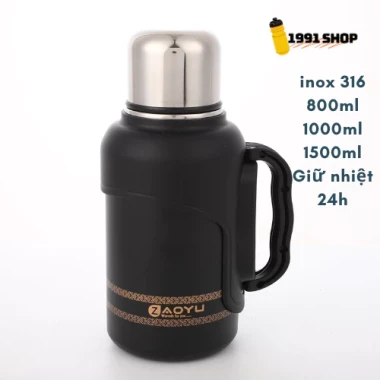 Bình giữ nhiệt inox 316 1500ml - 1000ml, giữ nhiệt 24h, có nắp và quai xách tiện lợi giá chỉ 169k 2