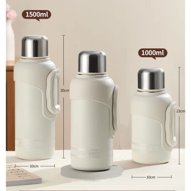 Bình giữ nhiệt inox 316 1500ml - 1000ml, giữ nhiệt 24h, có nắp và quai xách tiện lợi giá chỉ 169k 6