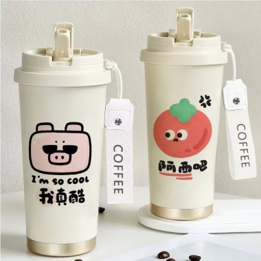 Bình giữ nhiệt inox 316 500ml in chữ Hán cá tính Nhân Vật Ka Tong Nấm - giữ nóng lâu, an toàn