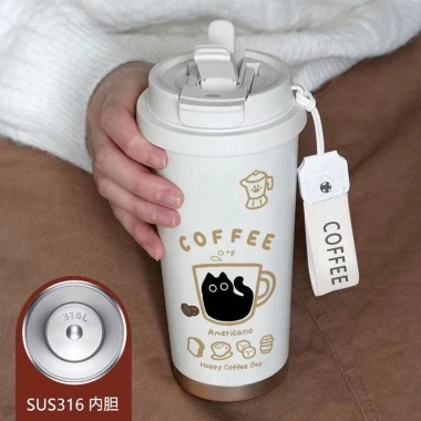 Bình giữ nhiệt inox 316 500ml in chữ Hán cá tính Nhân Vật Ka Tong Nấm - giữ nóng lâu, an toàn