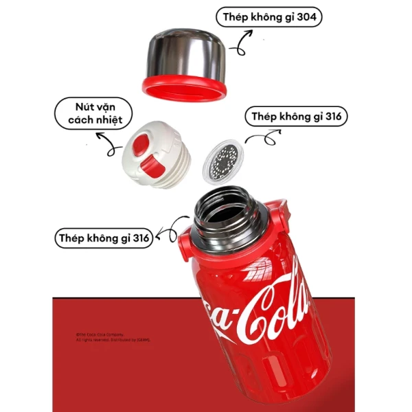 Bình giữ nhiệt Inox 316 GERM Coca‑Cola: Đánh giá độ bền và an toàn thực phẩm