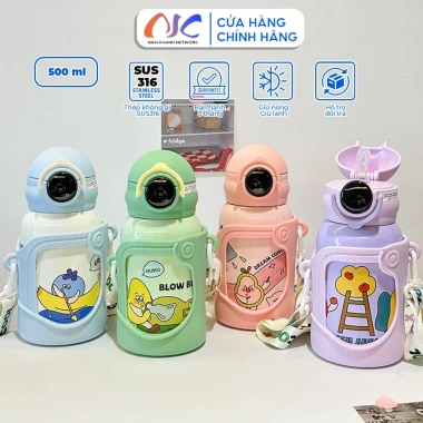 Bình Giữ Nhiệt Inox 316 Giá Rẻ 157k - Tặng Dây, Đầu Hút & Gioăng Silicone Chống Trào NK56 2