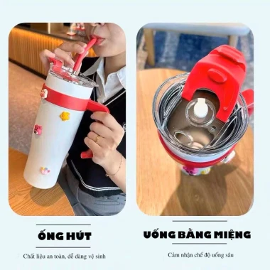 Bình Giữ Nhiệt Ôtô PITI 1250ml Inox 304 - Giảm 20% còn 150k! Tay Cầm & Ống Hút Tiện Lợi 4