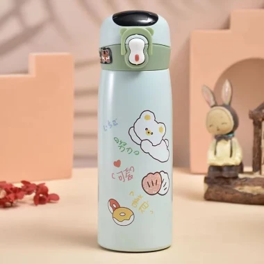 Bình Giữ Nhiệt Sticker Gấu Cute Giá Rẻ - Tặng Ống Hút Silicon, Hiển Thị Nhiệt Độ Chỉ 125k 3