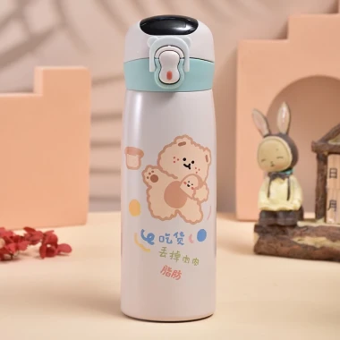 Bình Giữ Nhiệt Sticker Gấu Cute Giá Rẻ - Tặng Ống Hút Silicon, Hiển Thị Nhiệt Độ Chỉ 125k 4