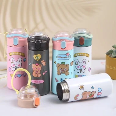 Bình Giữ Nhiệt Sticker Gấu Cute Giá Rẻ - Tặng Ống Hút Silicon, Hiển Thị Nhiệt Độ Chỉ 125k 8