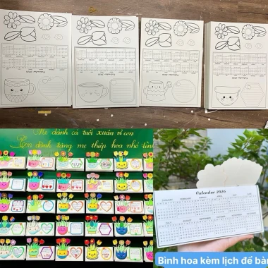 Bình Hoa Tô Màu Lịch 2026 Để Bàn - Quà Tặng Mới 20/11 20/10 Tết, Trải Nghiệm Tết giá 3500đ 2