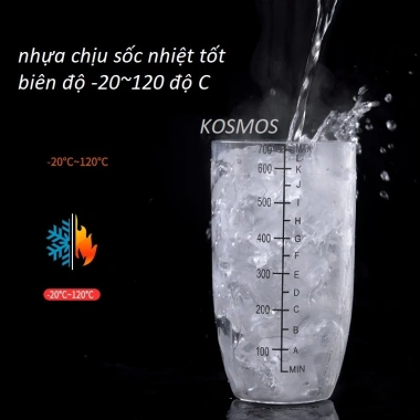 Bình lắc shaker nhựa chia vạch đen 350‑1.000ml, có nắp, bền nhẹ, giảm 18%