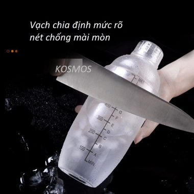 Bình lắc shaker nhựa chia vạch đen 350‑1.000ml, có nắp, bền nhẹ, giảm 18%