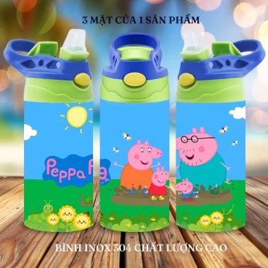 Bình Nước Giữ Nhiệt 350ml In Peppa Pig - Quà Bé Gái Dễ Thương, Inox Cao Cấp 2