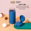 Bình nước giữ nhiệt 400ml có ống hút tặng kèm Sticker chất liệu lõi thủy tinh bọc nhựa cách nhiệt BN23 6
