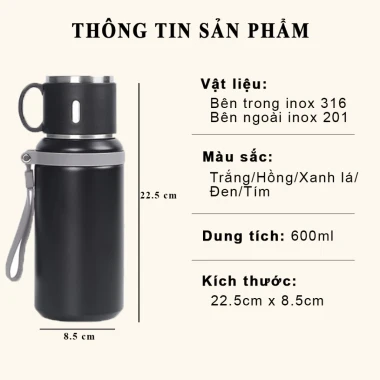 Bình nước giữ nhiệt 600ml Coktot TC601 inox 316 cao cấp, lọc trà, giữ nhiệt 6-8h, giá chỉ 180k 10 Bình nước giữ nhiệt 600ml Coktot TC601 inox 316 cao cấp, lọc trà, giữ nhiệt 6-8h, giá chỉ 180k 10