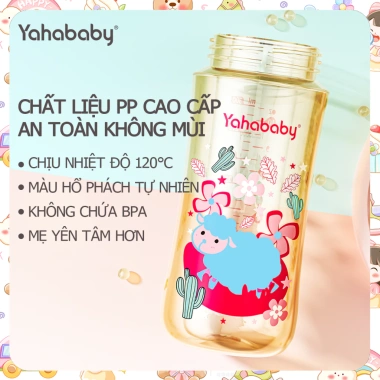 Bình Sữa Chống Sặc 300ml Yahababy Chống Rơi Chịu Nhiệt Nhựa PP An Toàn Họa Tiết Hoạt Hình Dễ Thương Cho Bé