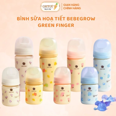 Bình Sữa Green Finger BEBEGROW Nhựa PPSU, Nhựa PA Hoạ Tiết Hàn Quốc 160ML, 280ML