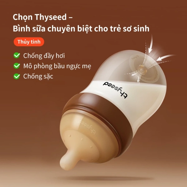 Hình ảnh sản phẩm Bình sữa Thyseed chống đầy hơi, núm ti siêu mềm 160ml‑240ml, chống sặc, giá 620.000₫