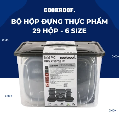 Bộ 29 hộp COOKROOF 6 size nhựa PP5, dùng cho lò vi sóng, giá 319.000 Bộ 29 hộp COOKROOF 6 size nhựa PP5, dùng cho lò vi sóng, giá 319.000